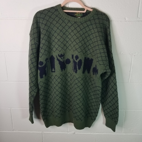 Vtg 90s Y2k Latchfords of Ireland wool viking sweater Irish Fisherman - Picture 2 of 15